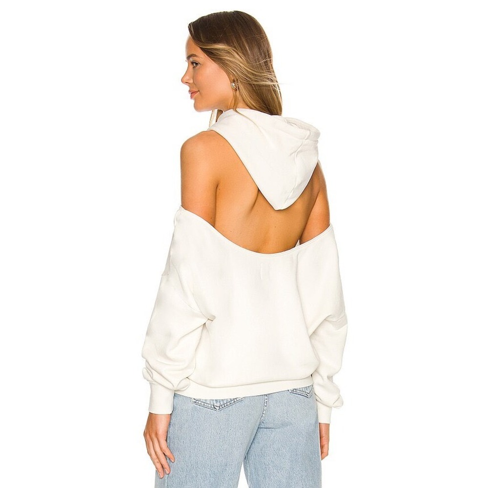 NSF x Revolve Tricia Cold Shoulder Hoody Soft White S